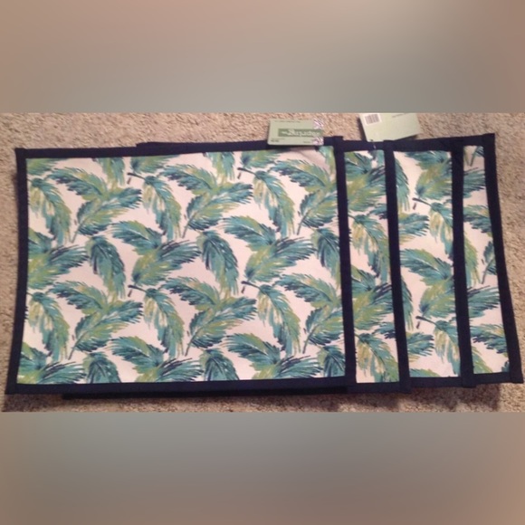 Hobby Lobby Dining Fabric Placemat Set 4 Palm Fronds Reversible
